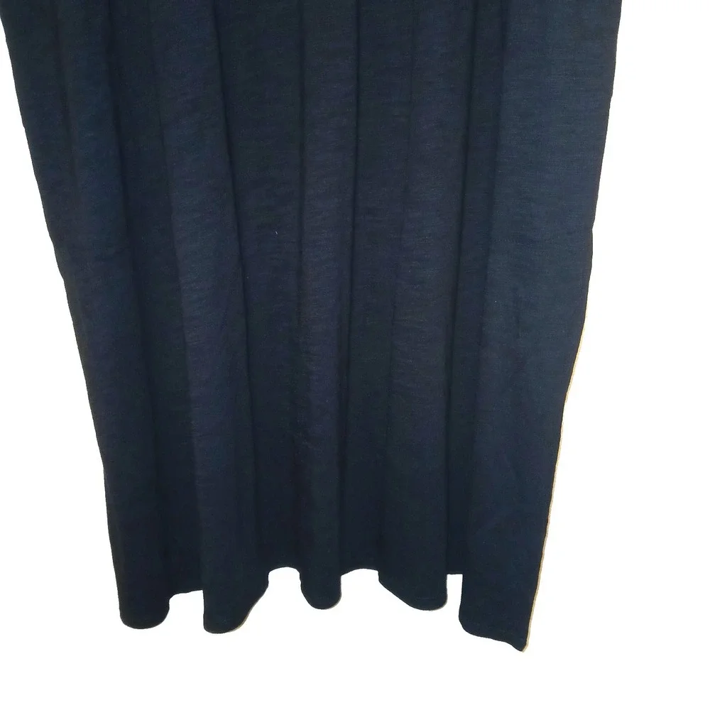 Belle Kim Gravel Women Slub Knit Smocked Waist Dress 5X Petite Black Minimalist